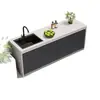 Gabinete de lavabo para balcón exterior, patio, con encimera de piedra, lavabo de almacenamiento para jardín exterior, gabinete de lavabo integrado