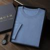 Camiseta popular transfronteriza de manga corta y cuello redondo para hombre, fina de 68 cabos imitación fina 100% cachemira pura manga media, holgada casual talla grande