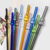 Popote de Vidrio de Calabaza Transparente Colorido Alto Borosilicato Forma Creativa Tubo Recto de 8 mm Venta Caliente Transfronteriza Resistente a Altas Temperaturas Venta al por Mayor
