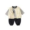 Conjunto de 3 Piezas para Bebé Niño Otoño 2025 Nuevo Estilo Chaleco de Trabajo Chaqueta Camiseta Base Pantalones Casuales para Salir