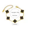Trevo de quatro folhas Cross-border Cyber Red Plating 18k Dourado Dupla face OL Fritillaria Lucky Four-leaf Clover Pulseira Colar Brincos Anel