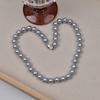 Corrente de Clavícula High-End Conjunto Versátil de Três Peças Colar de Pérolas de Vidro Azul Pulseira Brincos Joias para Mulheres Luxo Leve