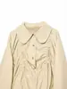 Estilo Europeu e Americano Transfronteiriço Aliexpress Outono 2025 Comércio Exterior Roupas Femininas Zr Novo Casaco Trench Coat Plissado com Cordão