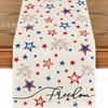 2025 Amazon Explosiones Día de la Independencia Camino de Mesa Estrella Raya Lino Estampado Estilo Americano Vacaciones Decorativo Toalla de Mesa