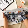 Roupa Íntima Masculina Verão Fina Seda de Gelo Sem Marcas Estampada Boxer de Cintura Média Confortável Amigo da Pele Respirável Boxer Jovem