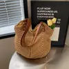 Bolsa de Ganchillo de Algodón Estilo Perezoso 2026 Nuevo Modelo Bolsa de Playa para Vacaciones en la Costa Bolso de Hombro Versátil Informal