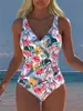 2027 Novo Traje de Banho Europeu e Americano de Peça Única para Comércio Exterior Sexy Decote em V com Tiras Ajustado ao Corpo Recorte Emagrecedor Roupa de Banho para Resort de Águas Termais