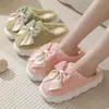 Yc-298 Pantuflas de Algodón 2025 Invierno Nuevas Pantuflas de Algodón Lazo Dulce Forradas de Felpa Cálidas Suela Gruesa Zapatos para el Hogar y Exteriores