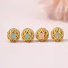 Cuentas de bolas de flores huecas de color dorado arena quemado cloisonné azul arena que conserva el color cuentas de barril cuentas de transferencia pulsera de cuentas collar accesorios cuentas sueltas