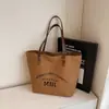 Bolsa Tote de Lona com Estampa de Letras 16A Grande Capacidade para o Dia a Dia 2025 Nova Bolsa de Ombro Retro para Estudantes