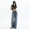 Jeans Retro Sueltos de Pierna Ancha para Mujer 2025 Nuevos de Primavera y Otoño Cintura Alta Aspecto Adelgazante Caída Recta Pantalones de Largo hasta el Suelo