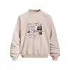 Sudadera con personaje de graffiti pintado a mano, cuello redondo, corte holgado, peso pesado 400G, lavada y desgastada, moderna para primavera/otoño