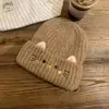 Gorro de Lana Tejido de Moda Estilo Coreano para Mujer, Otoño e Invierno, Cálido y a Prueba de Viento, Gorro Japonés de Gama Alta Versátil para Circunferencia de Cabeza Grande
