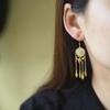 Brincos de Franja Banhados a Ouro Estilo Palácio Jade Hetian Joias de Prata S925 Brincos Folha de Crisântemo Moda Feminina Estilo Étnico
