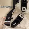 Sapatos cinza estilo Chanel com tecido de lã, strass, salto médio, bico quadrado, sapatos Mary Jane para mulheres, outono e inverno de 2026, sapatos de uso único com forro de lã