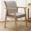 Cadeira de Madeira Maciça com Encosto Estofado Cadeira de Mesa com Braços Cadeira de Computador Cadeira de Lazer para Varanda Cadeira para Xadrez e Cartas Mahjong Cadeira de Negociação