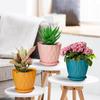 Vaso de flores de varanda doméstica multicolorido com padrão ondulado espesso e suporte para bacia, material pp durável, vaso de flores com bandeja
