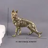Perro lobo grande de latón puro, perro pastor chino, artículo decorativo vintage, mascota de té de escritorio, adorno artesanal
