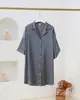 Pijama Estampado de Animal de Comércio Exterior, Pijama de Seda Gelada para Mulheres, Novo Vestido Camisa de Manga Média de Verão, Roupa de Casa Solta Plus Size, Outono 282