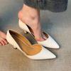 Zapatos de tacón versátiles para mujer, de un solo paso, retro, zapatos profesionales para el trabajo, de boca baja, punta fina, con temperamento, zapatos de una sola capa