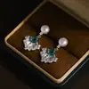 Pendientes de Perla con Forma de Hoja de Ginkgo, de Alta Gama, Exquisitos, Versátiles y Elegantes