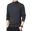 Comercio Exterior Otoño Invierno Felpa de Doble Cara Base de Punto Camiseta de Hombre Cuello Medio Alto Versátil Engrosada Cálida Manga Larga Hombre