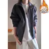 Jaqueta Retro Americana Outono e Inverno com Gola Alta para Homens, Forrada com Lã, Engrossada, Corte Solto, Casual, Versátil, Casaco de Algodão para Casal