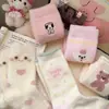 Calcetines de felpa para otoño e invierno, cómodos, versátiles, estilo caricatura, lindos, en tonos rosados, gruesos, cálidos y acogedores, de media pantorrilla para un look juvenil y femenino