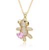 Marca de moda hip hop de lujo ligero europea y americana collar de oso femenino ins celebridad de Internet personalidad nicho colgante lindo cadena clavicular