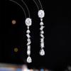 Pendientes de aguja de plata s925 con temperamento superflash de alta gama, ligeros y lujosos, pendientes largos con gotas de agua para mujer, pendientes Joker de moda, venta al por mayor
