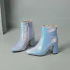 Novas botas britânicas de outono e inverno com lantejoulas, bico fino, curtas, estilo cavaleiro, botas de salto alto grosso 33-43 desejo botas de comércio exterior