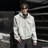 Chamarra sudadera acolchada para hombre con cremallera metálica deconstruida, marca de moda americana de alta calle, chaqueta corta de alta gama pesada para primavera y otoño
