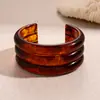 Pulsera Abierta Redonda de Resina Multicapa Transfronteriza Europea y Americana, Pulsera de Lujo Ligero y Gama Alta, Pulsera de Diseño Exagerado y de Moda