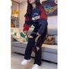 9771 Da Ai Mei Yi Yuan Primavera 2026 Nuevo Sudadera de Manga Larga con Bloques de Color y Estampado Conjunto de Pantalones Casuales Moda Adelgazante para Mujer