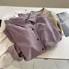 Camisa de Veludo Cotelê Roxo Taro Suave para Mulheres! Jaqueta Camisa Casual Camada Versátil Slimming Look Retro Outono 2025
