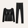 [Alta calidad] Calentamiento de Ropa interior térmica de terciopelo para mujer ropa de otoño pantalones largos camisa base de lana seda para mujer traje cálido