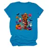 Amazon Ebay Sitio Independiente de Moda y Único Nuevo Estilo Camiseta de Manga Corta con Cuello Redondo de Calavera Calabaza Murciélago Fantasma para Mujer