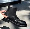 Nuevas Botas Chelsea Elásticas de Cuero de Caballo Lavado con Pliegues y Suela Gruesa para Otoño e Invierno para Mujer