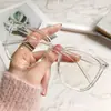 Gafas de PC Anti-Luz Azul Estilo Nuevo Marco Grande, Gafas de Montura Completa de Moda Sin Graduación para Hombres y Mujeres, Gafas para Miopía con Marco Degradado