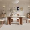 Mesa y sillas de comedor de madera maciza estilo Sili para apartamentos grandes y pequeños, placa de roca cueva, nogal negro norteamericano, mesa y sillas de comedor ovaladas estilo francés claro