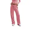 Pantalones de chándal casuales de pierna ancha para mujer Amazon, pantalones deportivos elásticos de cintura alta con cordón, pantalones largos holgados en stock, pantalones Lulu