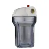 Botella de filtro de 5 pulgadas con dientes de cobre de 4 puntos, pared engrosada, válvula de alivio de presión, conexión interna americana de 6 puntos, botella de filtro transparente AS