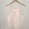 Top de Malha Camisola de Verão com Listras Pura Desejo Slim Fit Emagrecedor Sem Mangas Peça de Sobrepor Versátil para Meninas