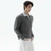 Camisa Polo Falsa de Dos Piezas con Cuello de Camisa, Suéter de Punto para Hombre, Suéter de Otoño e Invierno, Venta al por Mayor, No Hace Bolitas, Falsa de Dos Piezas