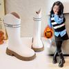 Botas Femininas Estilo Coreano Botas Casuais de Moda 2025 Outono e Inverno Novas Botas de Couro Princesa de Veludo Quentes Botas Altas