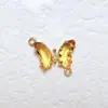 Colgante de Mariposa con Incrustaciones de Zirconia Dorada Recubierta de Cobre 18k Accesorios para Joyería DIY Pulsera Collar Material Hecho a Mano Doble Colgante Oblicuo Tamaño Pequeño