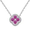 Linlang s925 colar de trevo de prata esterlina incrustada cor diamante zircão doce flor de alta qualidade cadeia de clavícula atacado