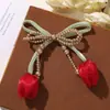 Estilo Coreano Suave y Dulce Capullo de Flor de Tulipán Lazo Bolsa DIY Llavero Colgante Accesorios para Zapatos y Cabello para Mujeres