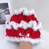Sombrero de Pescador Tejido de Color Mixto con Borde Crudo Dulce Estilo Coreano para Mujer Otoño e Invierno Cálido Protección para los Oídos Sombrero de Tejer Versátil Sombrero de Lana Sombrero de Cubo