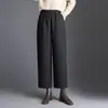 Calça xadrez de algodão da moda, estilo vovó, casual para usar ao ar livre, nova coleção outono 2026, tamanho grande, cintura alta, solta, afina, cropped, perna reta